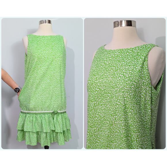 Evelyn Pearson Green 60s-Does-20s Mini Dress - Picture 1 of 8